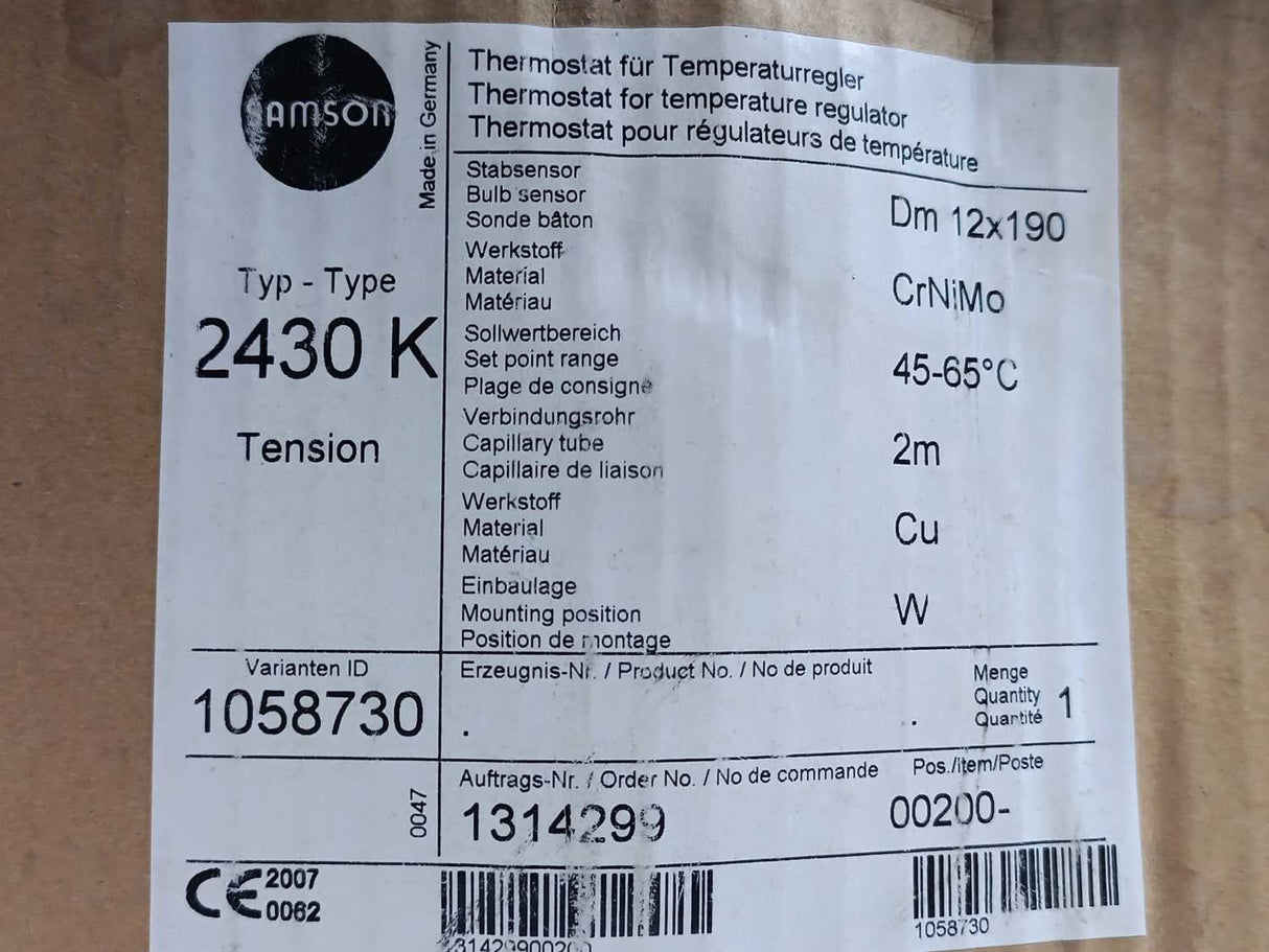 Samson 1058730 2430 K Thermostat 2750-0