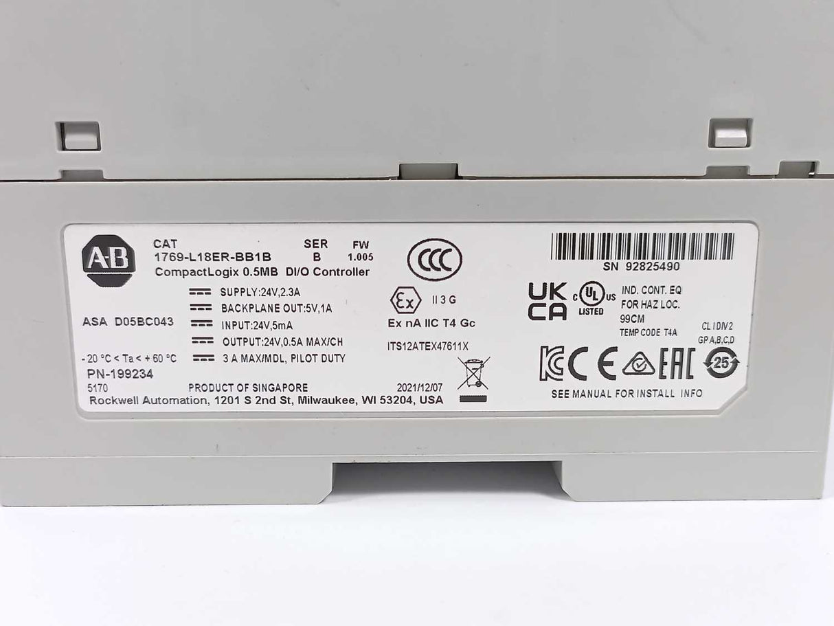 AB 1769-L18ER-BB1B Ser. B CompactLogix 0.5MB DI/O Controller