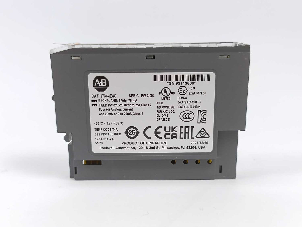 AB 1734-IE4C Ser. C, FW. 3.004 POINT I/O 4 Point Analog Input Module w/ 1734-TOP