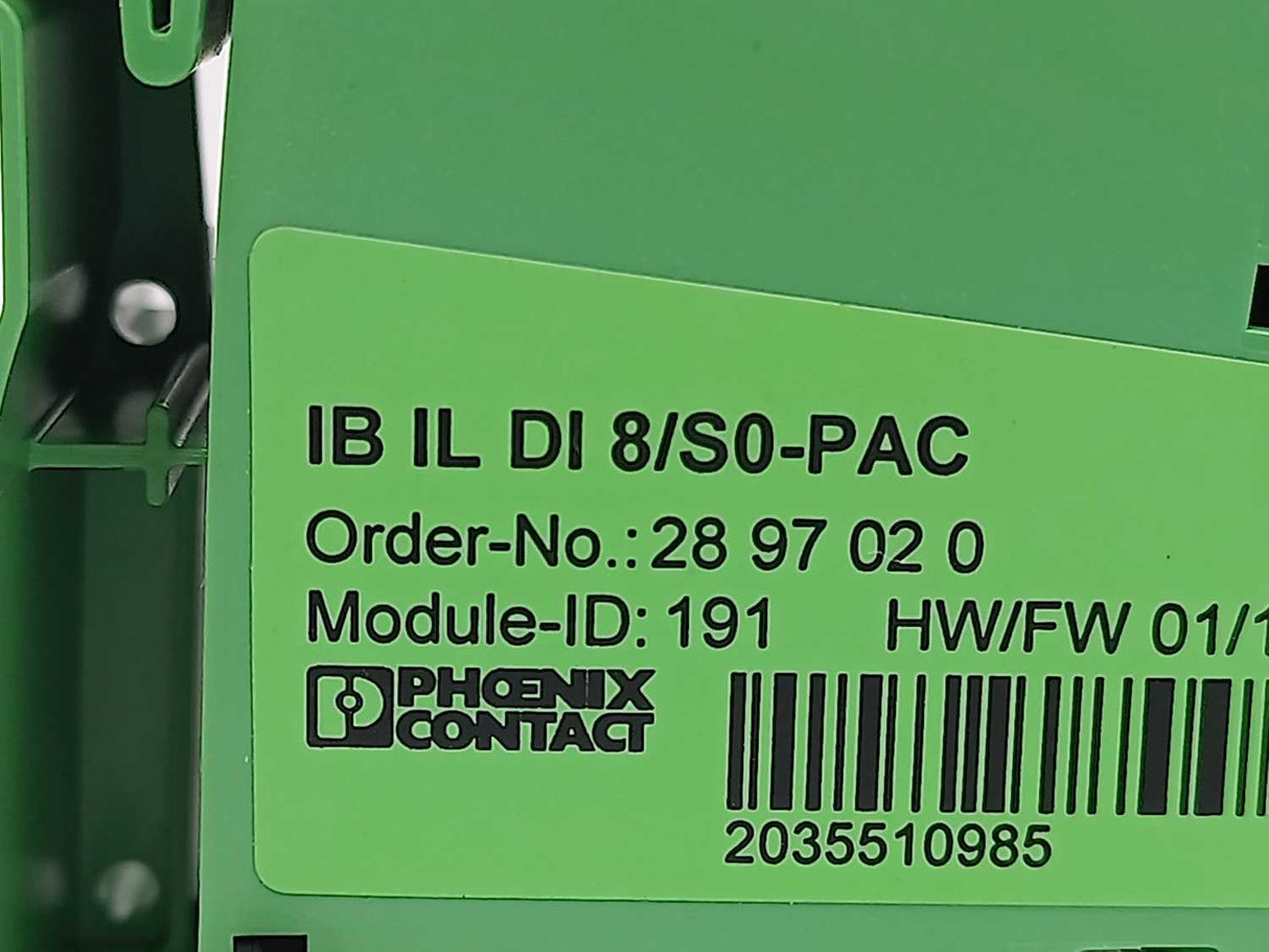 Phoenix Contact 2897020 IB IL DI 8/S0-PAC Digital Module