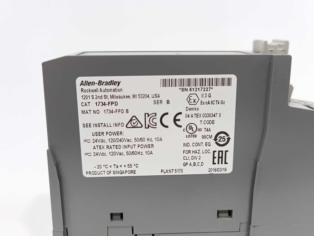 AB 1734-FPD Ser. B POINT I/O Field Distributor Module w/ 1734-RTB Ser. A
