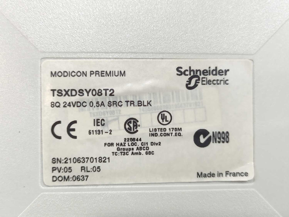 Schneider Automation TSXDSY08T2 Output Module 24VDC 0.5A w/ TSXBLY01