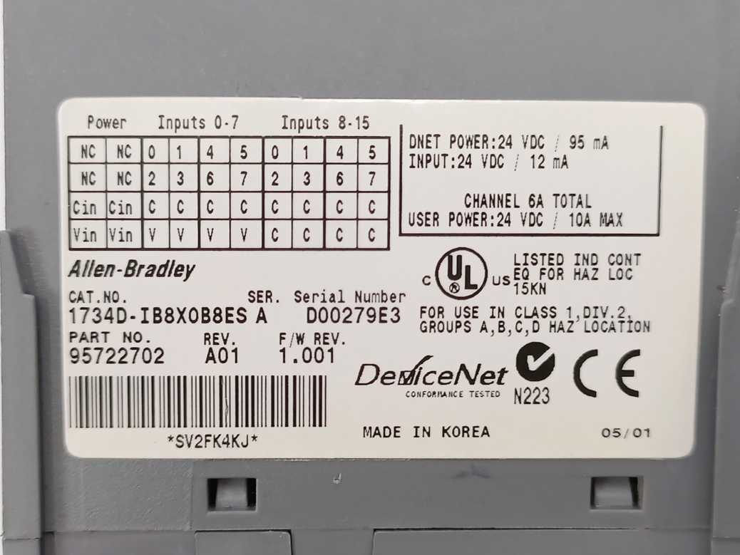 AB 1734D-IB8XOB8ES PLC Module/Rack w/ 5x 1734-RTBS