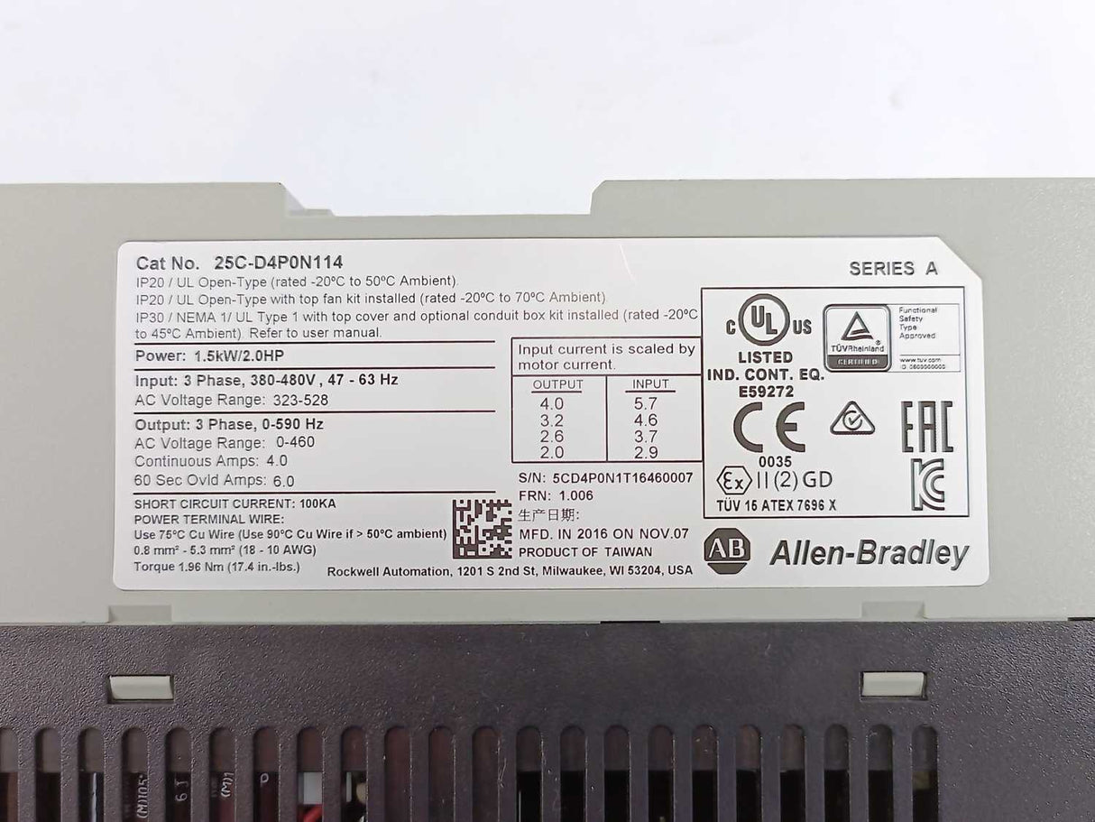 AB 25C-D4P0N114 Ser.A, PowerFlex 527 1.5kW/2.0HP