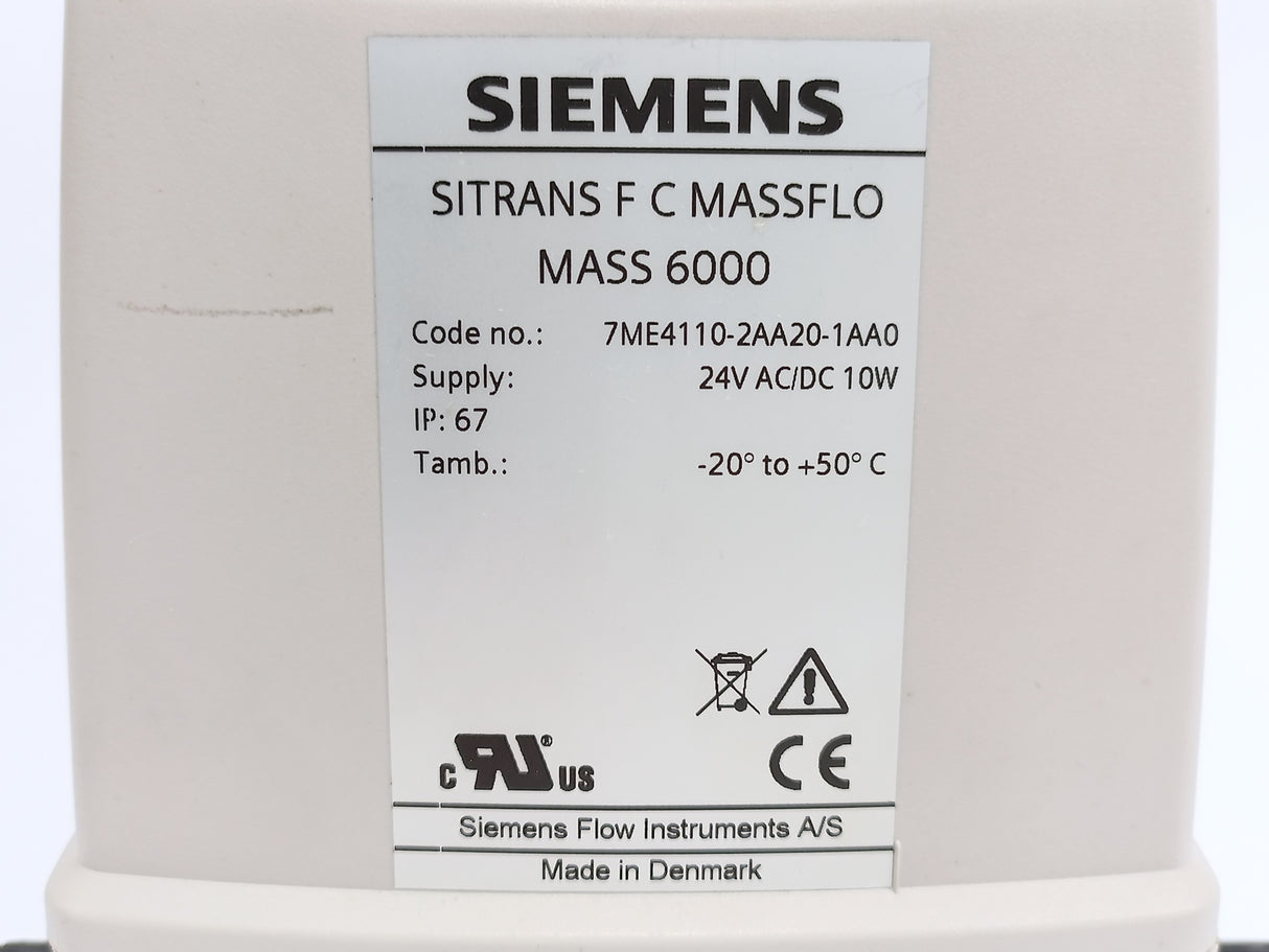 Siemens 7ME4110-2AA20-1AA0 SITRANS F C Massflo Mass 6000 24V AC/DC 10W