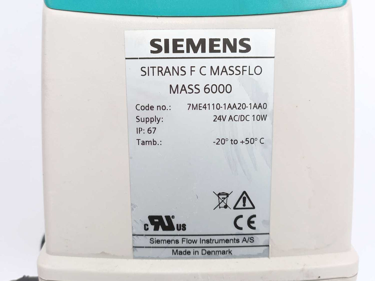 Siemens 7ME4110-2AA20-1AA0 + 7ME4100-1EC21-1CA1 SITRANS F C Massflo 6000 2100