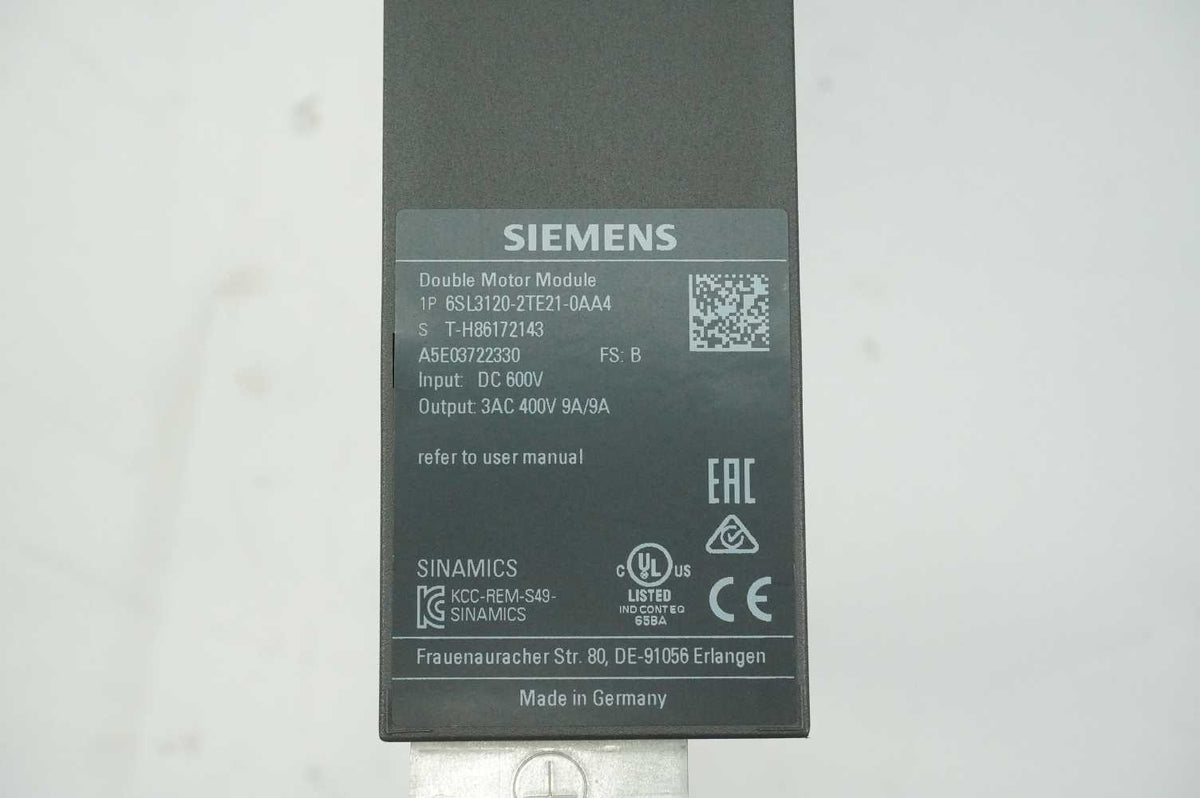 Siemens 6SL3120-2TE21-0AA4 SINAMICS S120 - Double Motor Module
