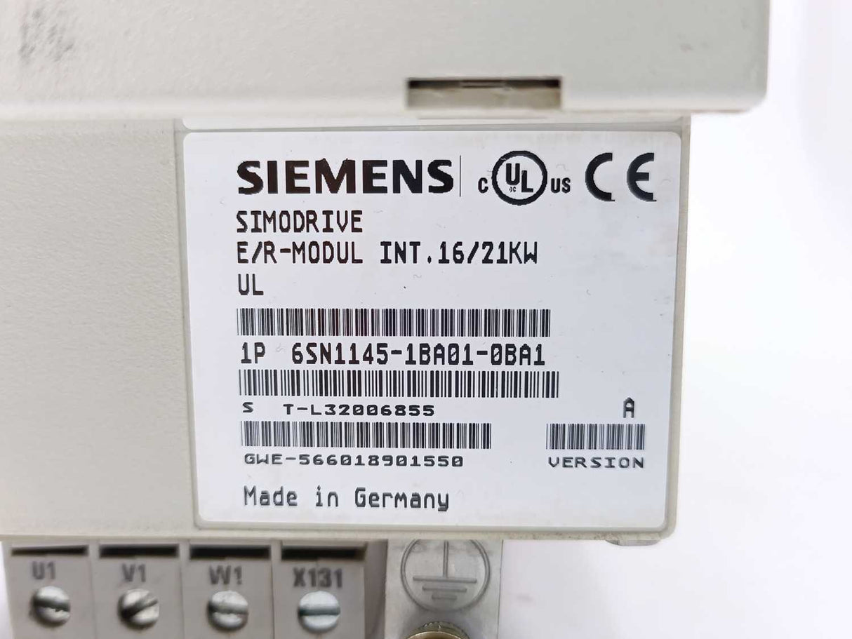 Siemens 6SN1145-1BA01-0BA1 Simodrive 611 E/R Modul INT.16/21KW