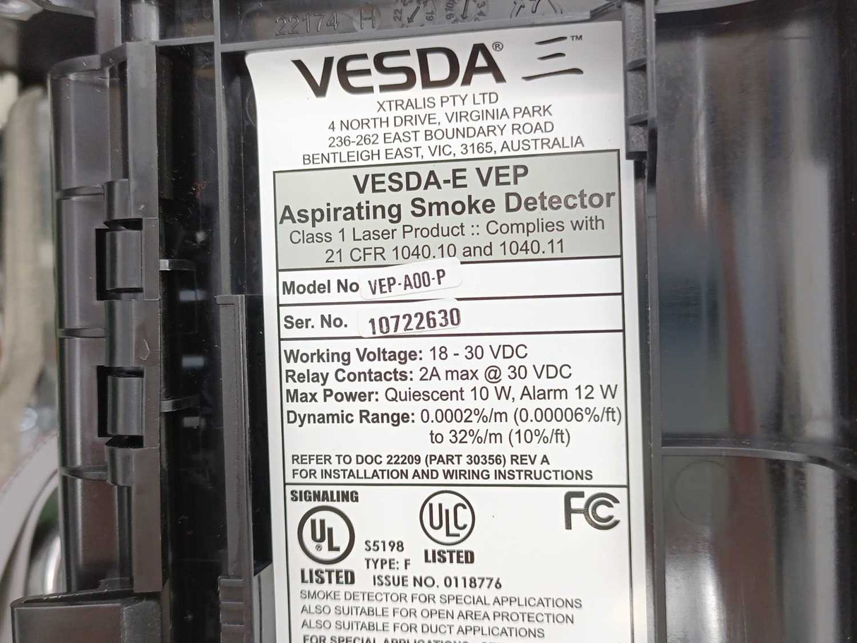 Vesda VEP-A00-P Aspirating Smoke Detector, VESDA-E VEP