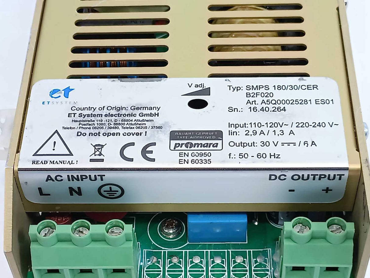 ET System SMPS 180/30/CER B2F020 Power Supply A5Q00025281 ES01