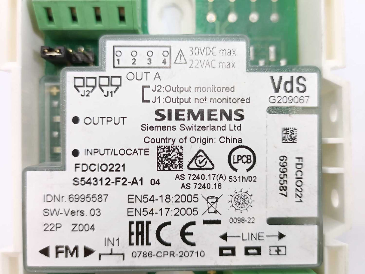 Siemens S54312-F2-A1 Input/Output Module FDCIO221