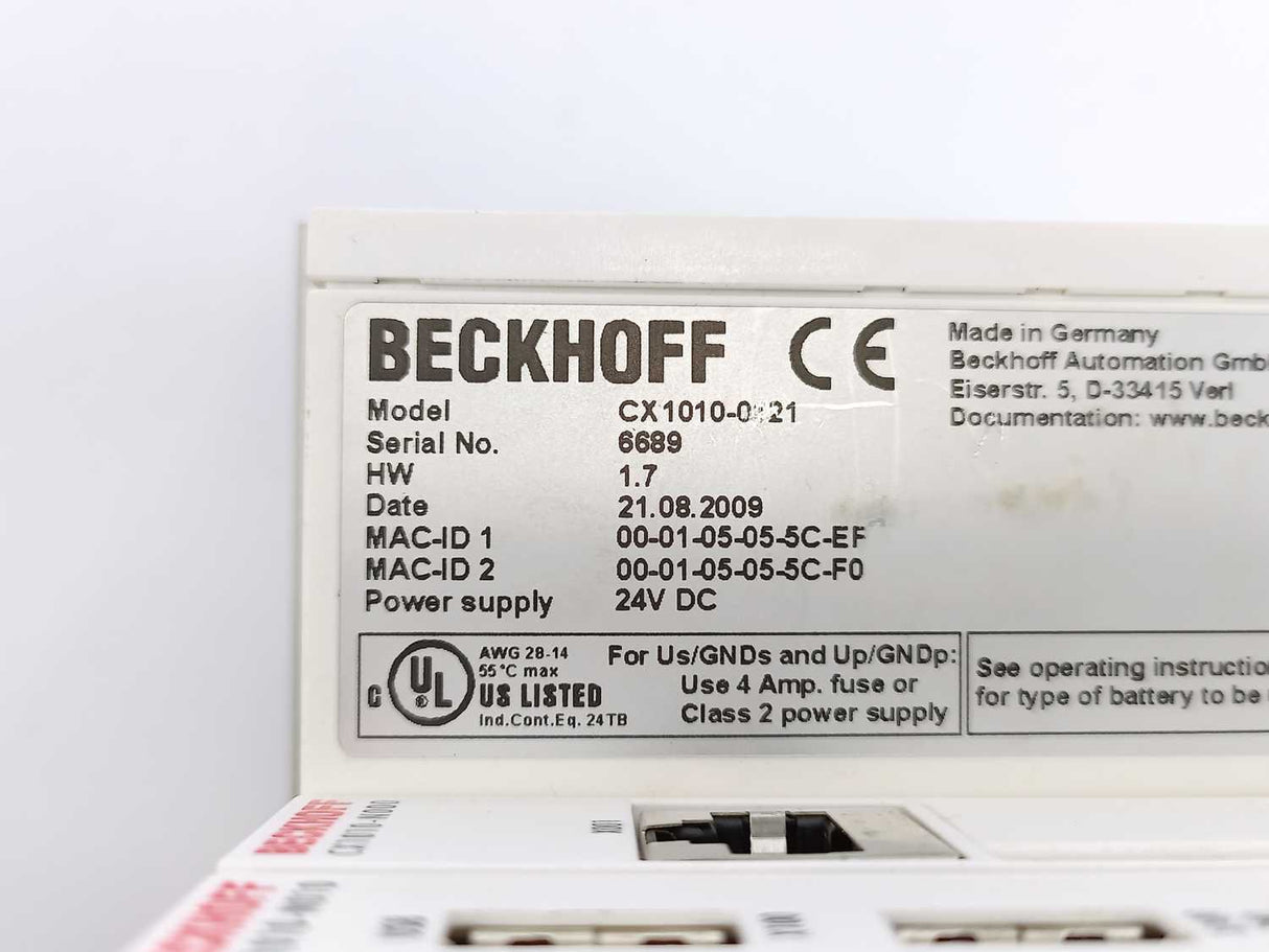 Beckhoff CX1010-0121 CX1100-0002, CX1010-N000, CX1010-N010, CX1900-0023
