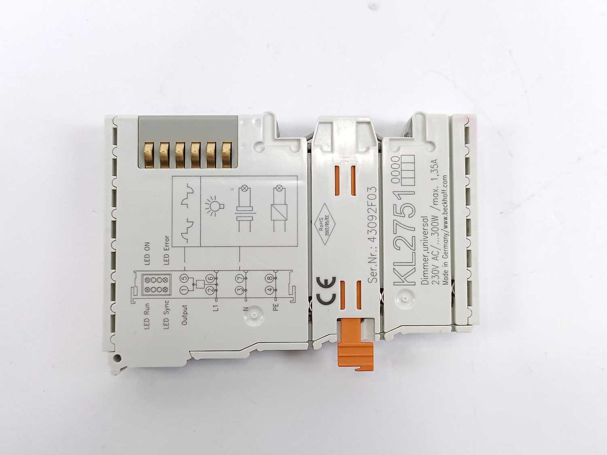 Beckhoff KL2751 Bus Terminal, 1-Channel Universal Dimmer