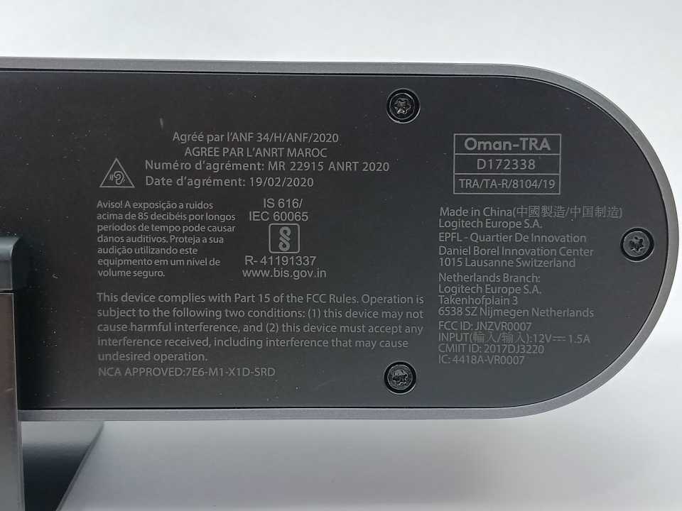 Logitech 860-000525 V-R0007 Camera And Speakerphone Video Collaboration Device