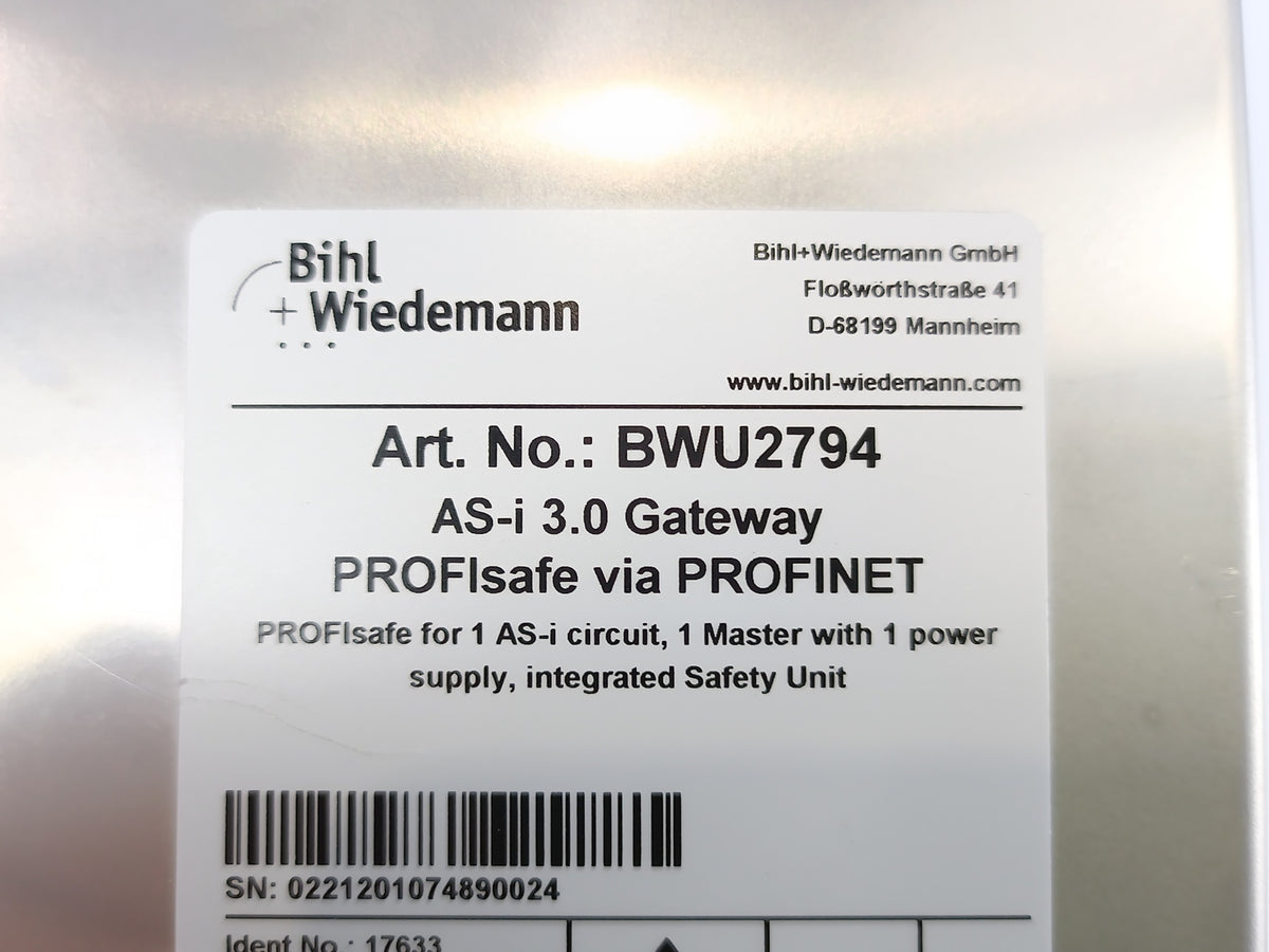 Bihl+Wiedemann BWU2794 AS-i 3.0 Gateway PROFIsafe via PROFINET