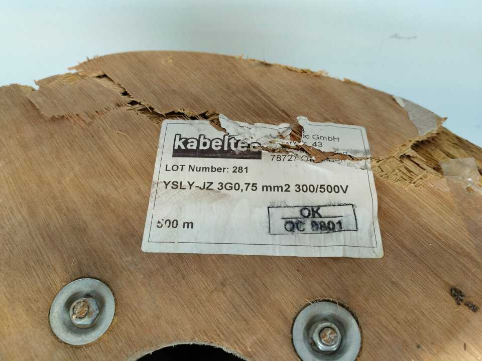 Kabeltec 10030075 YSLY-JZ Control Cable 3G0,75mm² 300/500V. Spool of 200m
