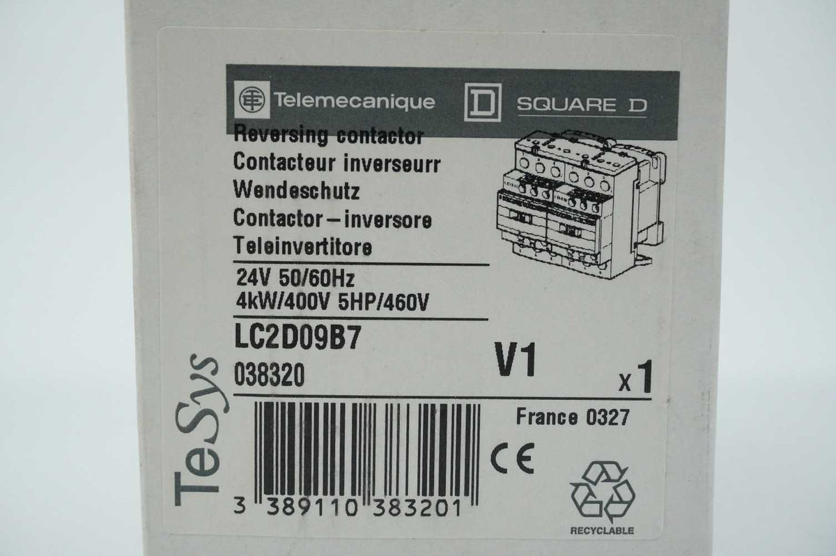 TELEMECANIQUE LC2D09B7 TeSys Reversing Contactor 24V 50/60Hz 038320