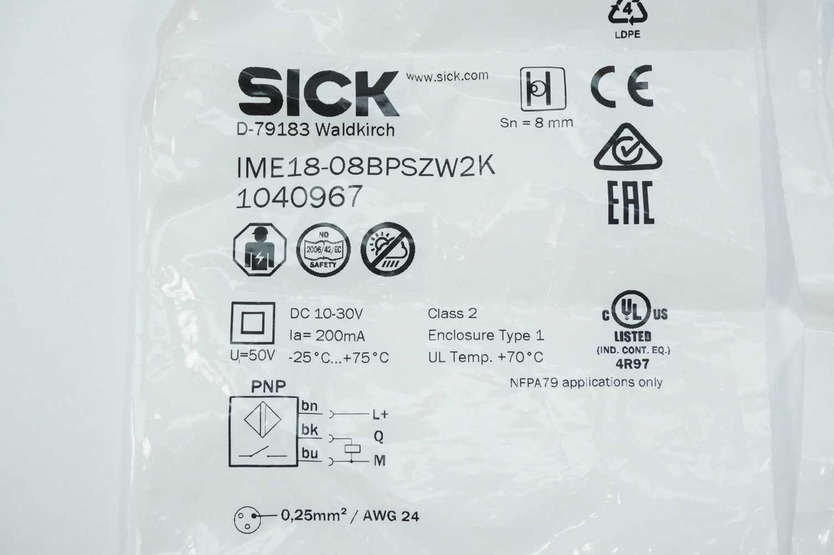 SICK 1040967 IME18-08BPSZW2K Inductive Proximity Sensor