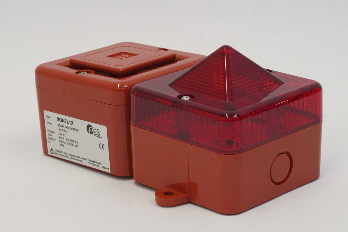 E2S Warning Signals SONFL1XDC024R/R-H Sonora Alarm Horn & Xenon Strobe Beacon