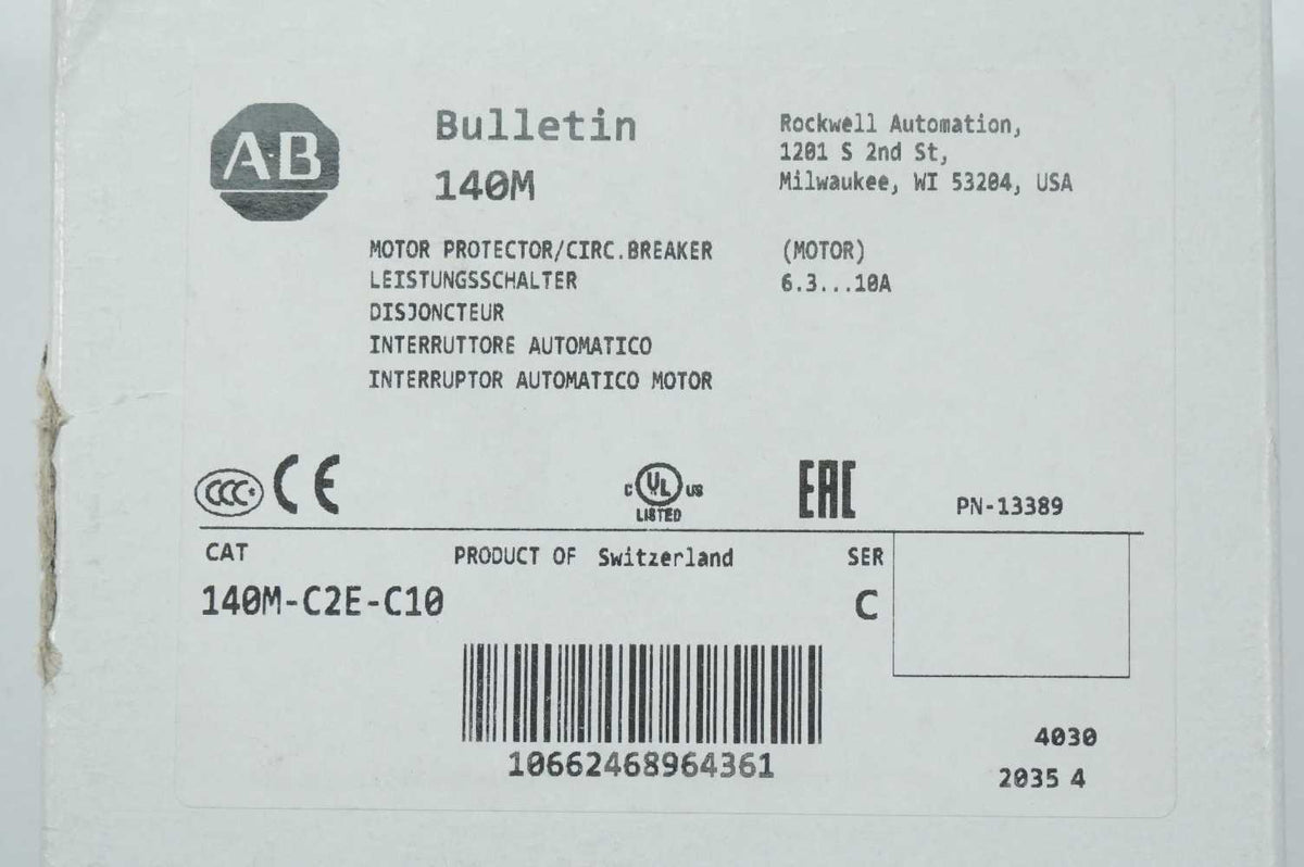 AB 140M-C2E-C10 140M Motor Protector / Circuit Breaker Series C