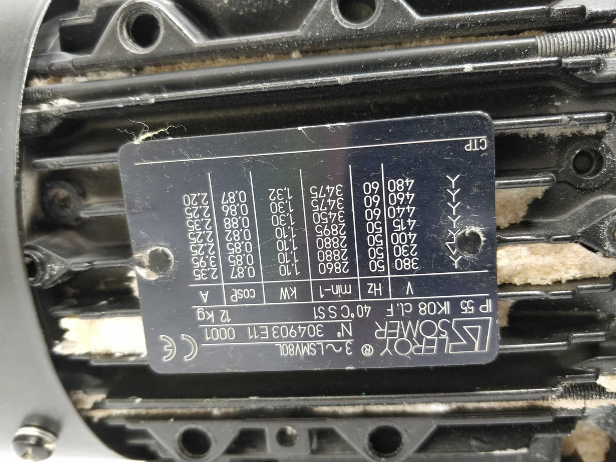 LEROY SOMER LSMV80L Metric motor 3 phase 1.1-1.32kW