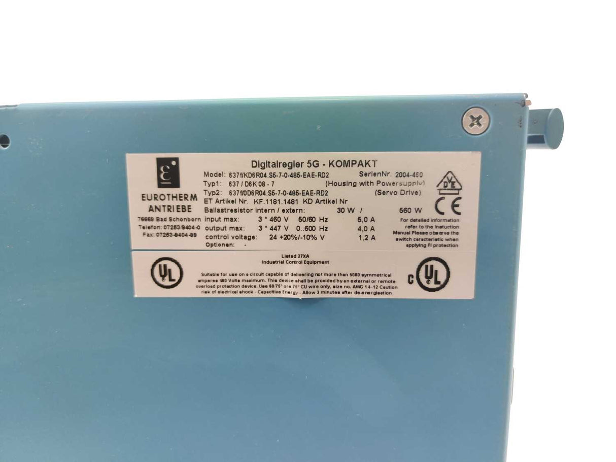 Eurotherm 637f/KD6R04.S5-7-0-485-EAE-RD2 Digital Controller 5G Compact