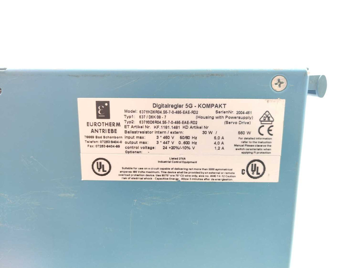 Eurotherm 637f/KD6R04.S5-7-0-485-EAE-RD2 Digital Controller 5G Compact