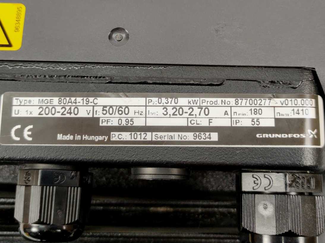 GRUNDFOS 87700277 MGE80A4-19-C 0,37kW Permanent Magnet Motor