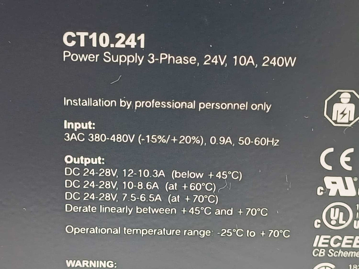 Puls CT10.241 POWER SUPPLY 3-PHASE, 24V, 10A, 240W