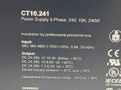 Puls CT10.241 POWER SUPPLY 3-PHASE, 24V, 10A, 240W