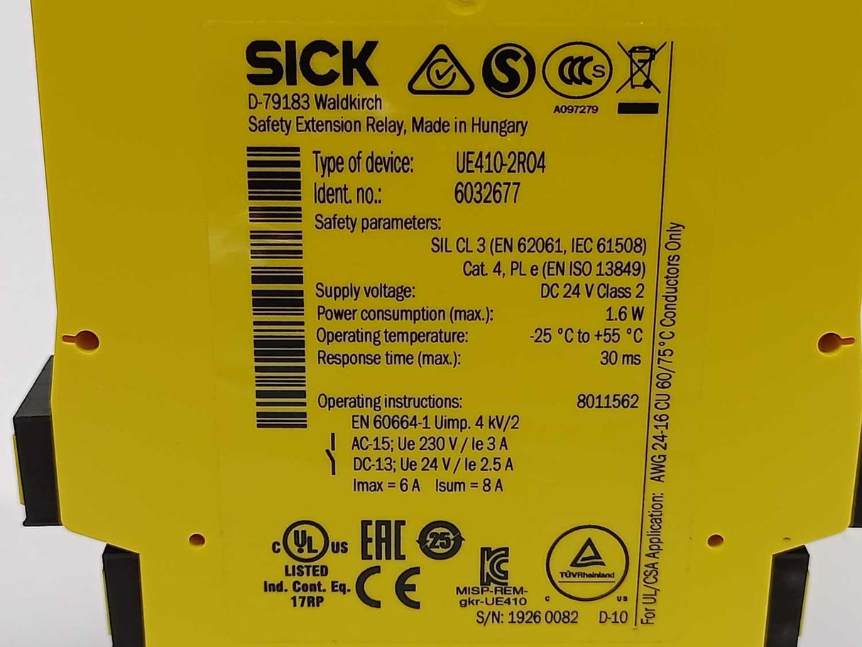 SICK 6032677 UE410-2RO4 SAFETY EXTENSION RELAY