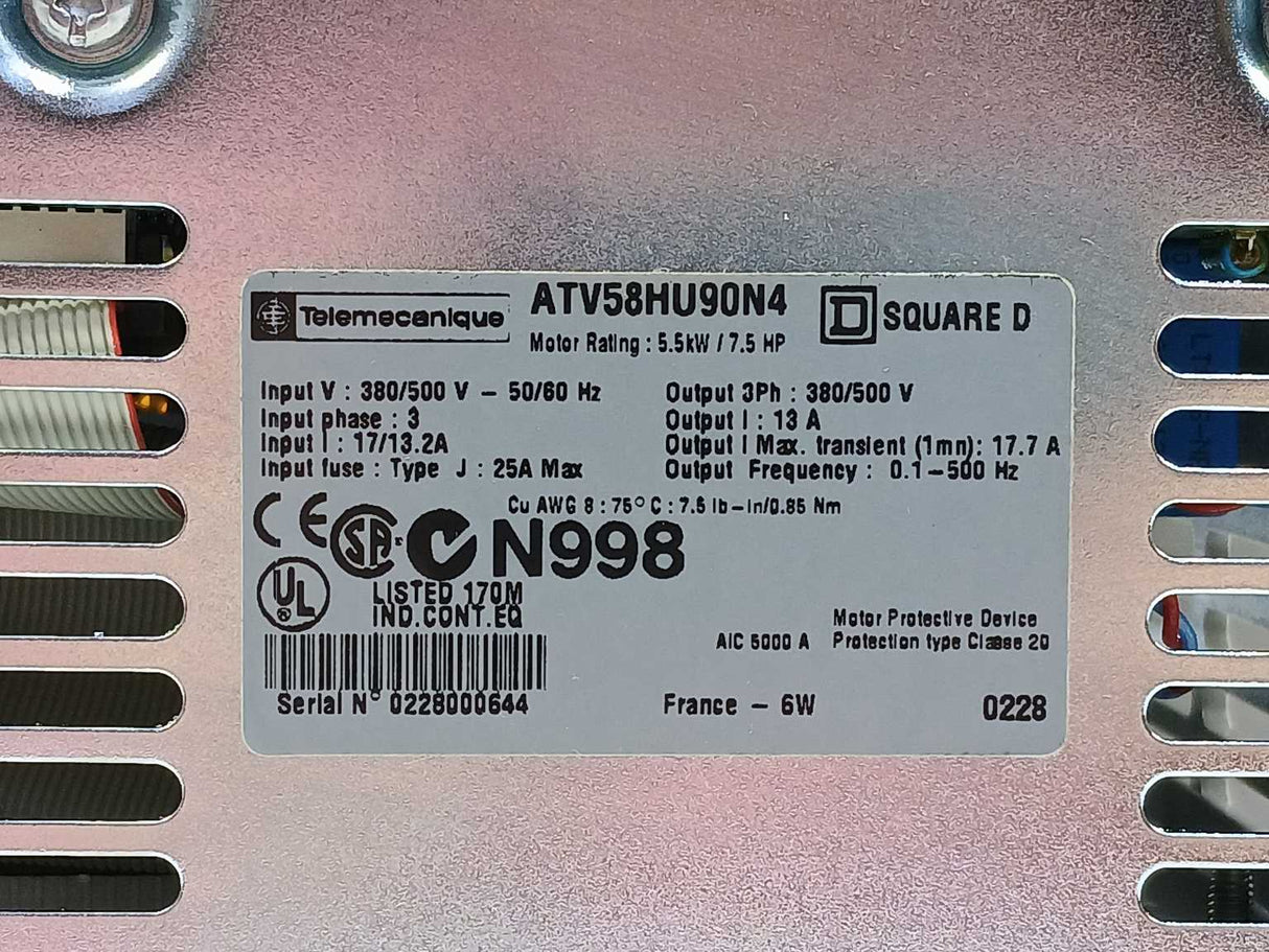 TELEMECANIQUE ATV58HU90N4 5.5kW AC Speed Drive