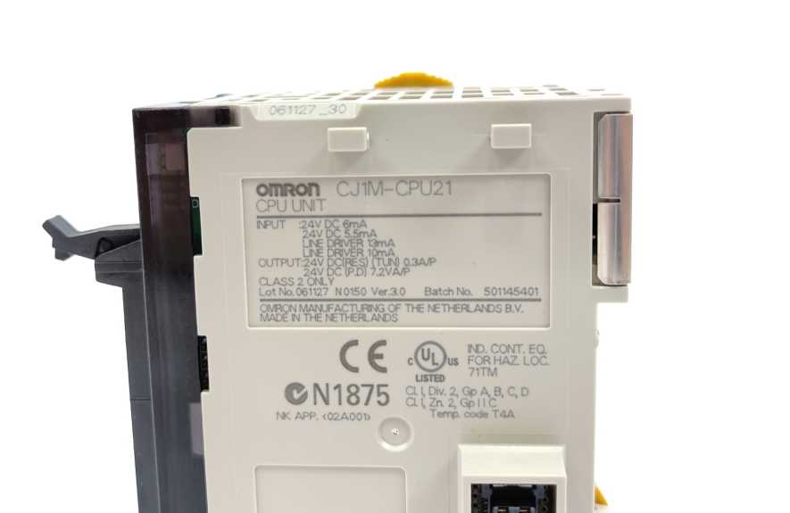 OMRON CJ1M-CPU21 CPU Unit 24VDC