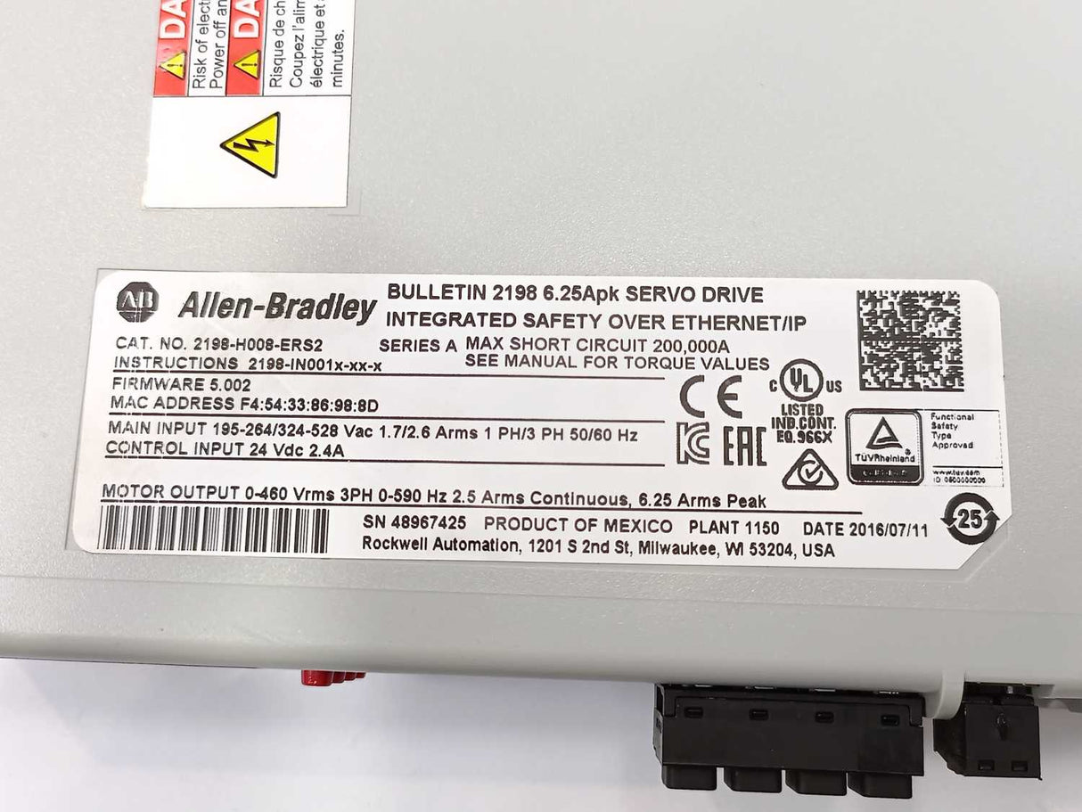 AB 2198-H008-ERS2 Kinetix 5500S2 Servo Drive FW:5.002 Ser. A