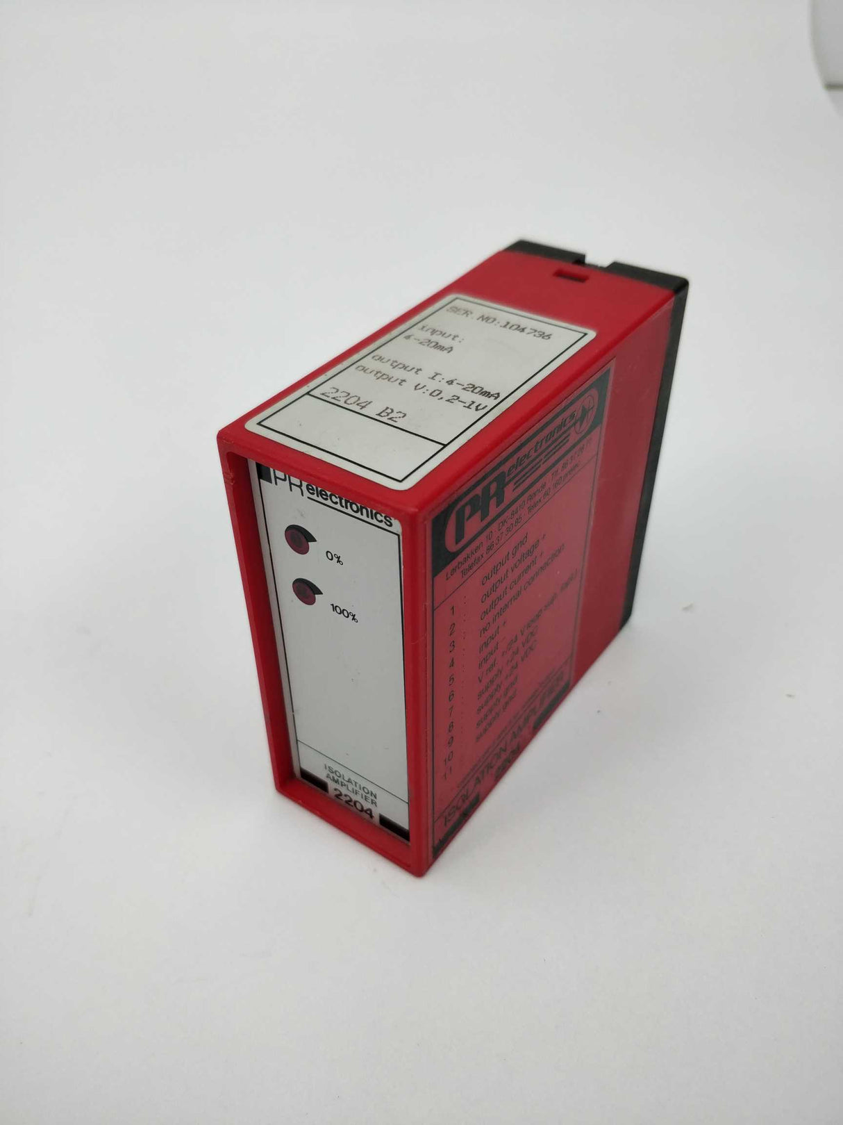 PR Electronics 2204 B2 Serial No. 104736 Isolation Amplifier