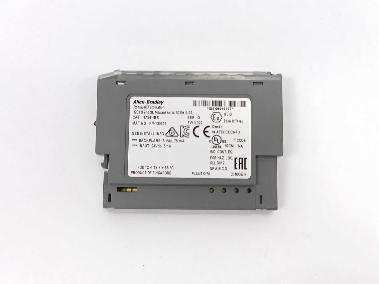 AB 1734-IB8 POINT I/O 8 Point Digital Input Module, Ser. D, FW. 3.022