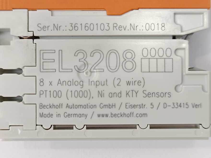 Beckhoff EL3208 EtherCAT Terminal, 8-channel analog input,