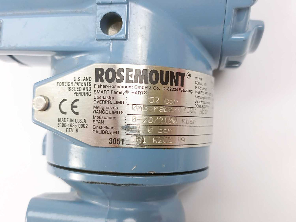 Rosemount 8100-1825-0002 Pressure Transmitter 03031-2132-3112
