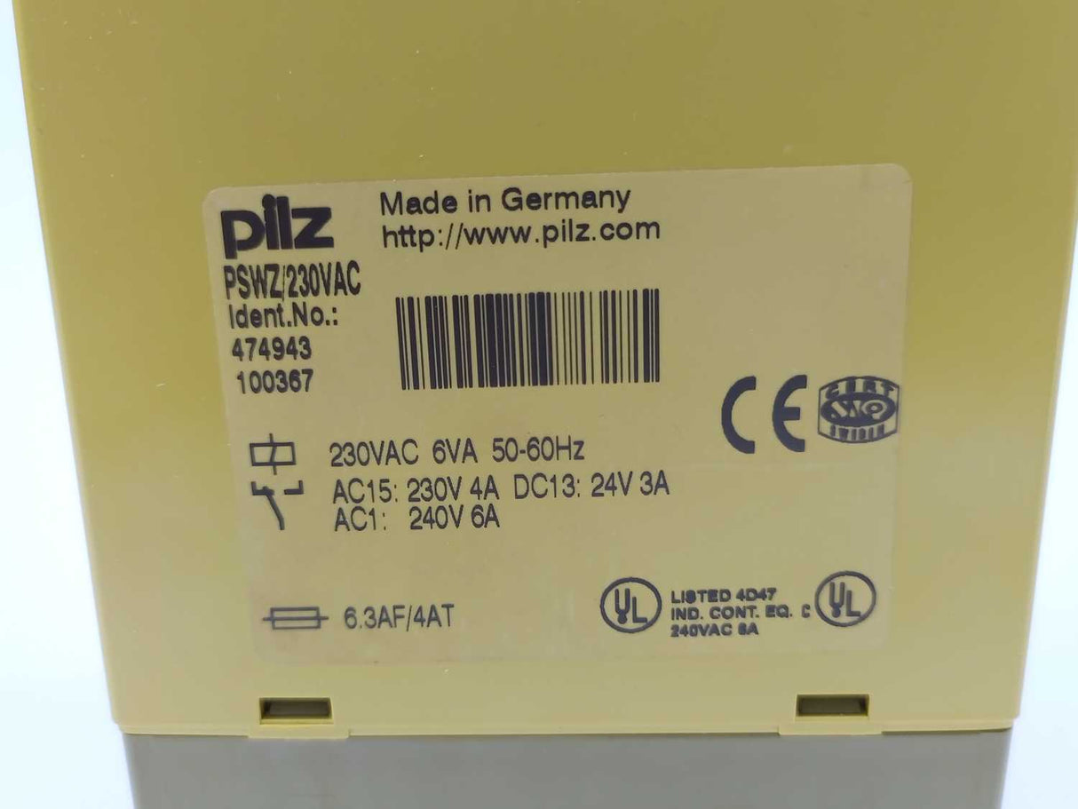Pilz 474943 PSWZ/230VAC Safety Relay