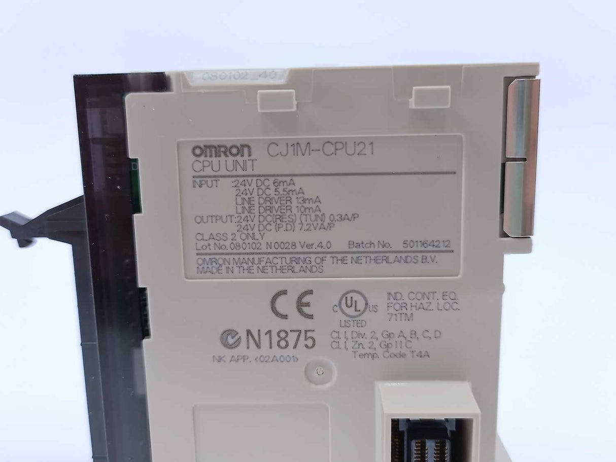OMRON CJ1M-CPU21 CPU Unit 24VDC Ver. 3.0, CJ1W-TER01
