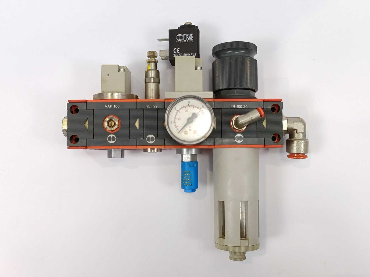METAL WORK PNEUMATIC FR100-20 Filter Regulator W/ V3V100 + PA100 + VAP100
