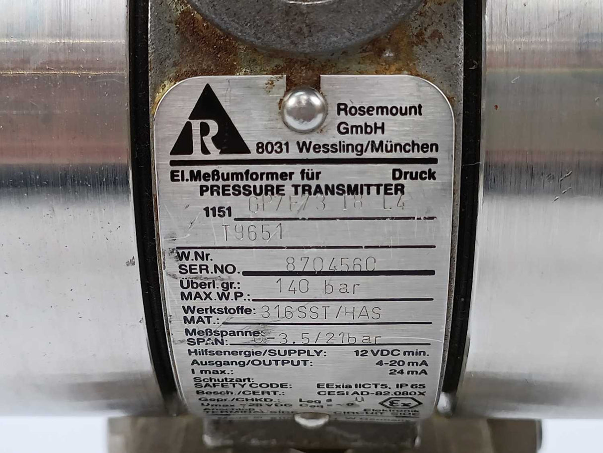 Rosemount 1151GP7E73 I8 L4 Pressure Transmitter