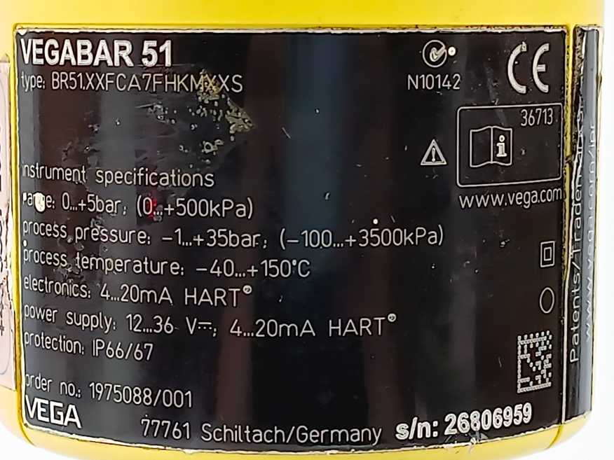 Vega BR51.XXFCA7FHKMXXS Diaphragm Transmitter Vegabar 51