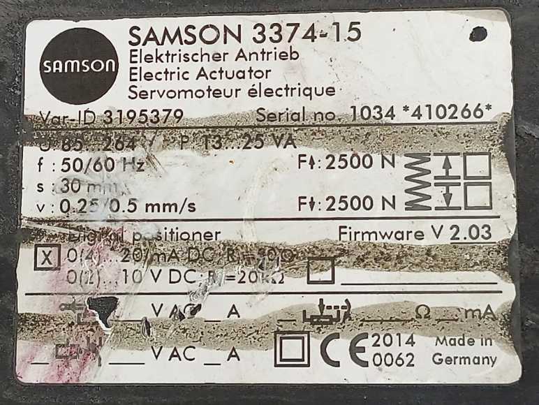 Samson 3195379 Electric Actuator 3374-15 W: Richter PN16