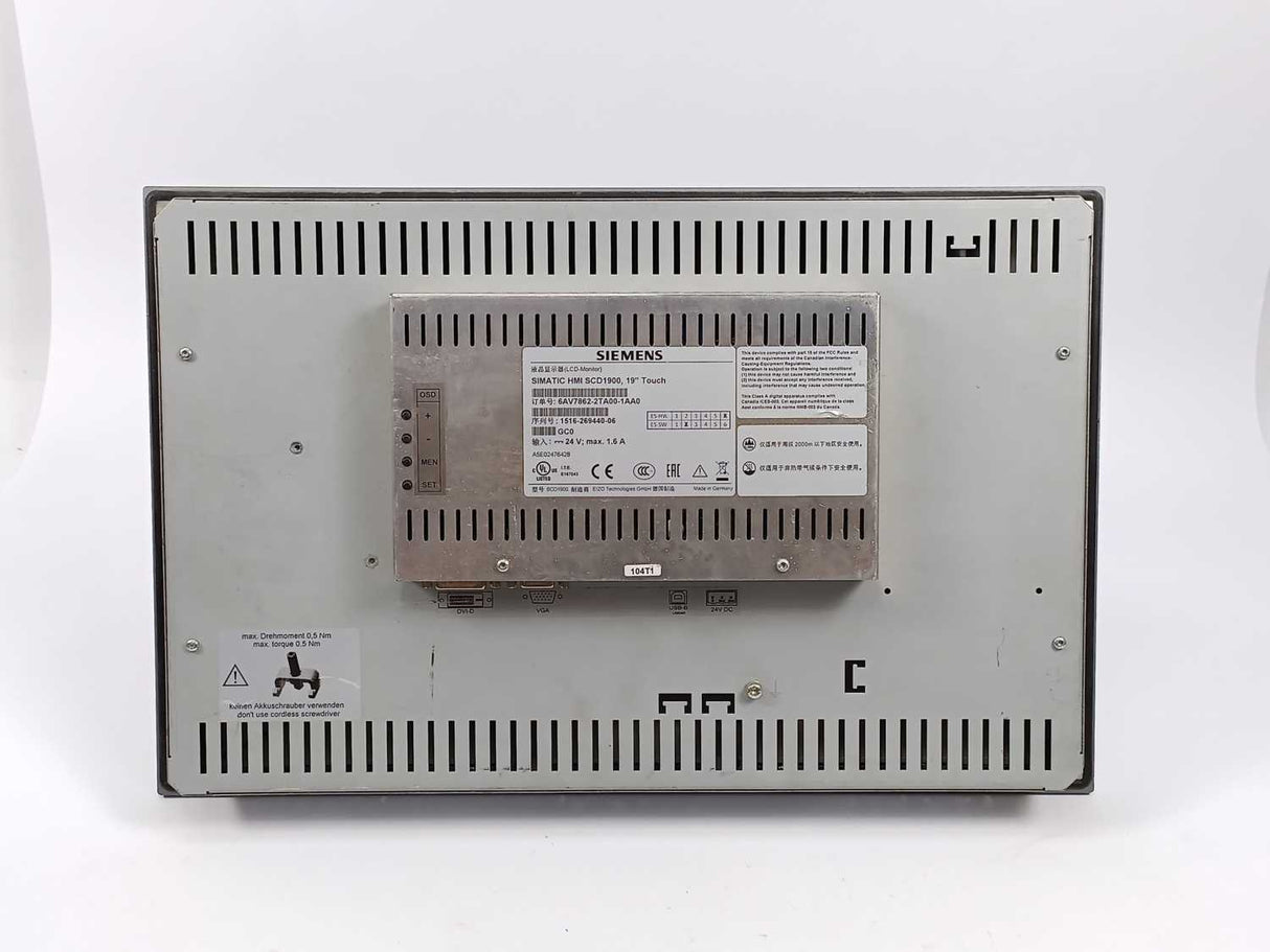 Siemens 6AV7862-2TA00-1AA0 SIMATIC HMI SCD1900 19" Touch