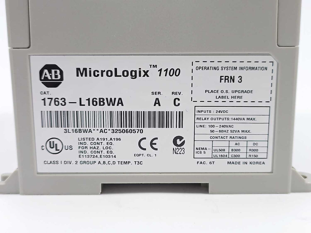 AB 1763-L16BWA MicroLogix Ser. A Rev. C, 16 Point Controller