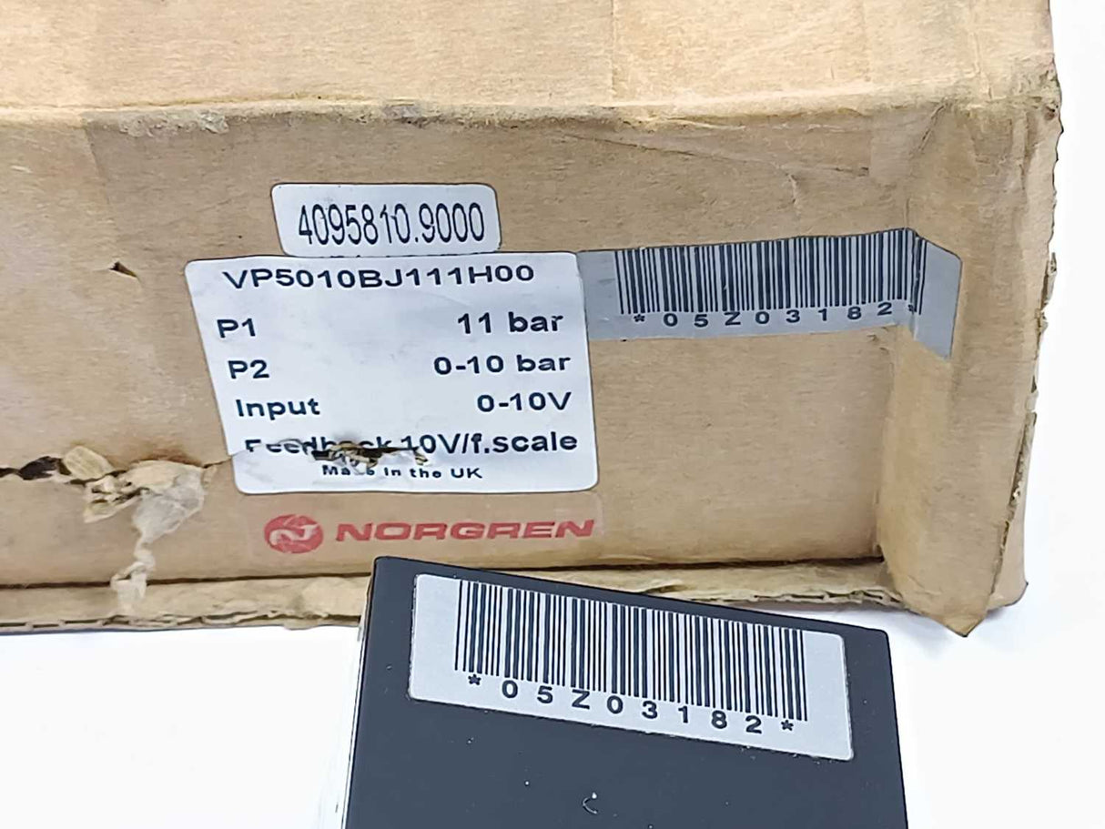 NORGREN VP5010BJ111H00 Pressure Control Valve, G1/4, 0-10 bar, 0-10 V