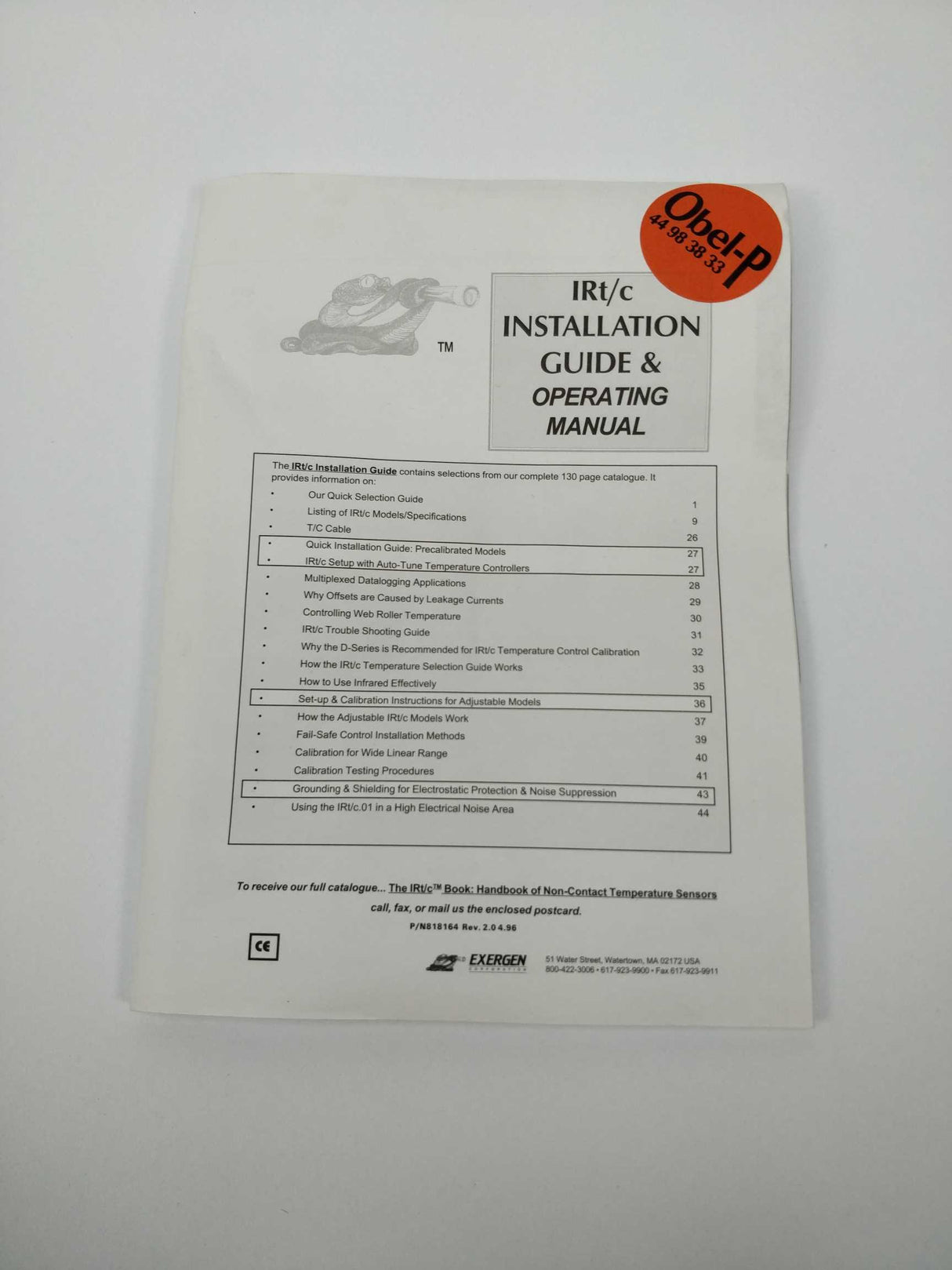 Exergen IRt/c.2 021193 Infrared thermocouple With 085535