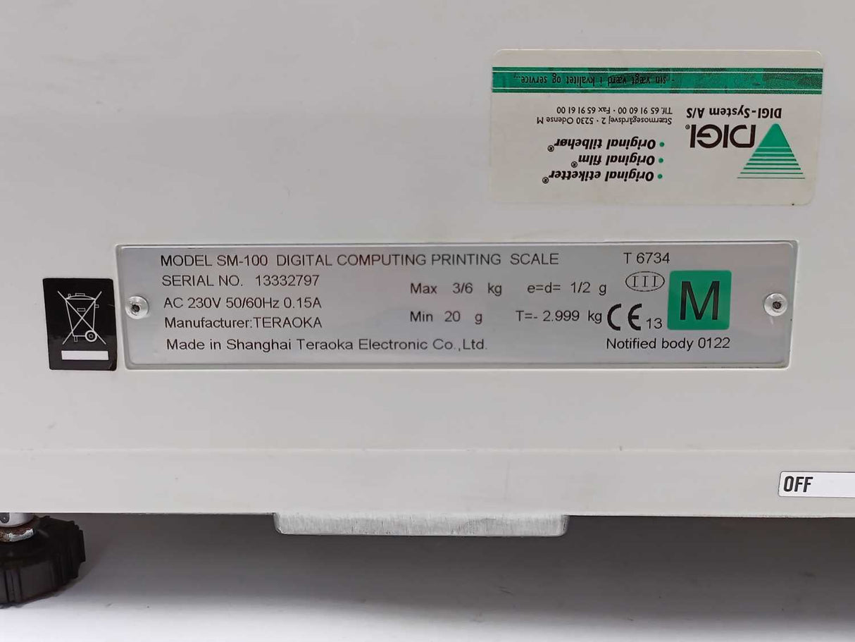 Digi SM-100 DIGITAL COMPUTING PRINTING SCALE MAX: 3/6kg MIN: 20g