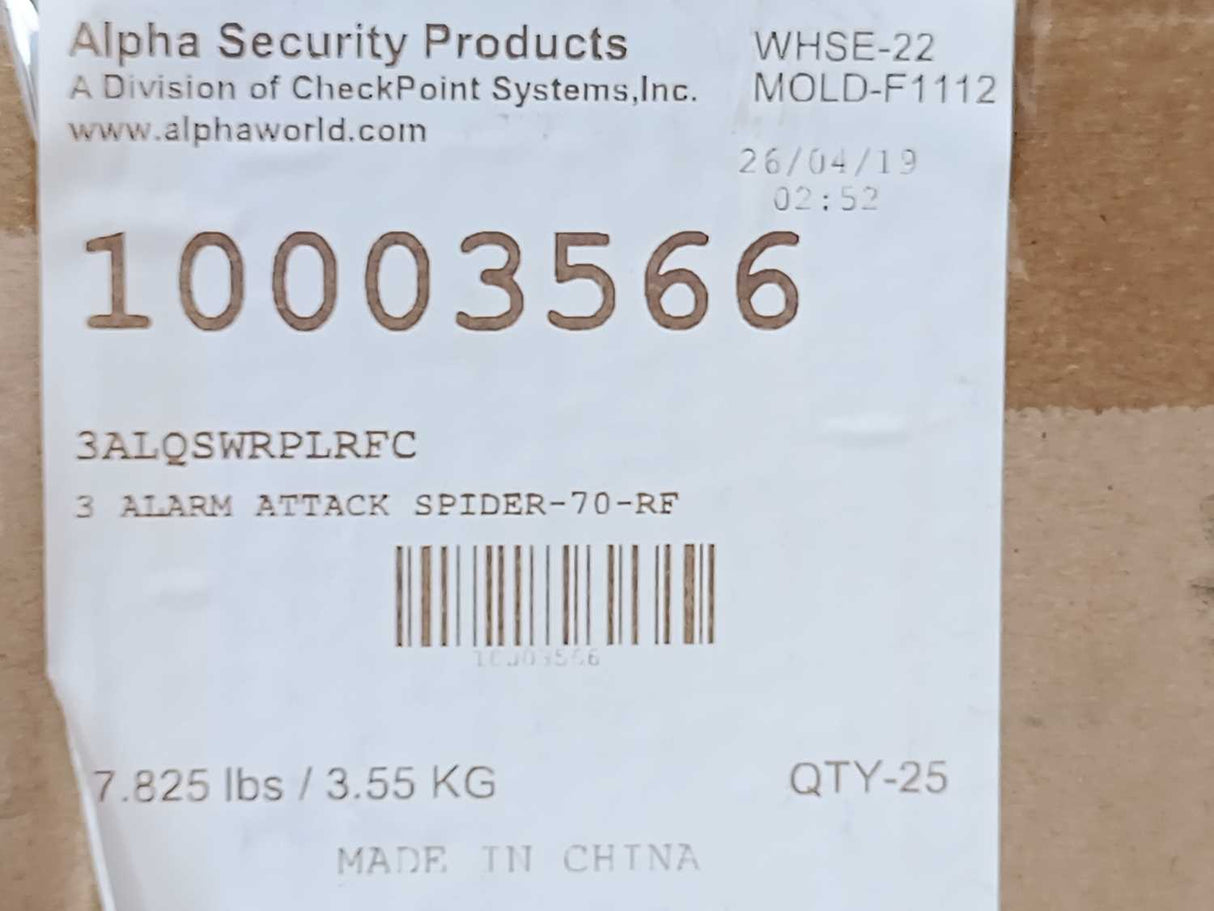 Alpha 10003566 3 AL ATTACK 70-RF Security Tag Spider Wrap Box: 25 Pcs.